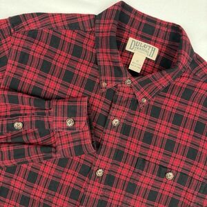 Duluth Trading Mens‎ XL Red Plaid Flannel Button Down Gusset Long Sleeve Shirt